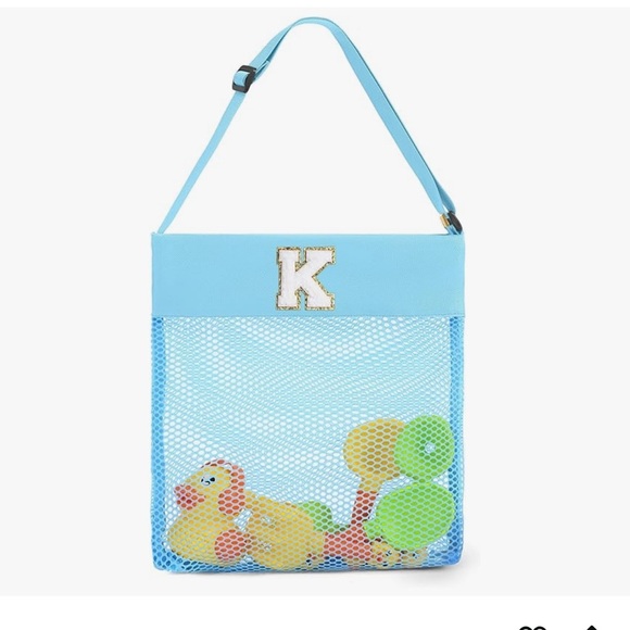 🆕 Pink Mesh Beach Bag Initial K - Picture 5 of 11